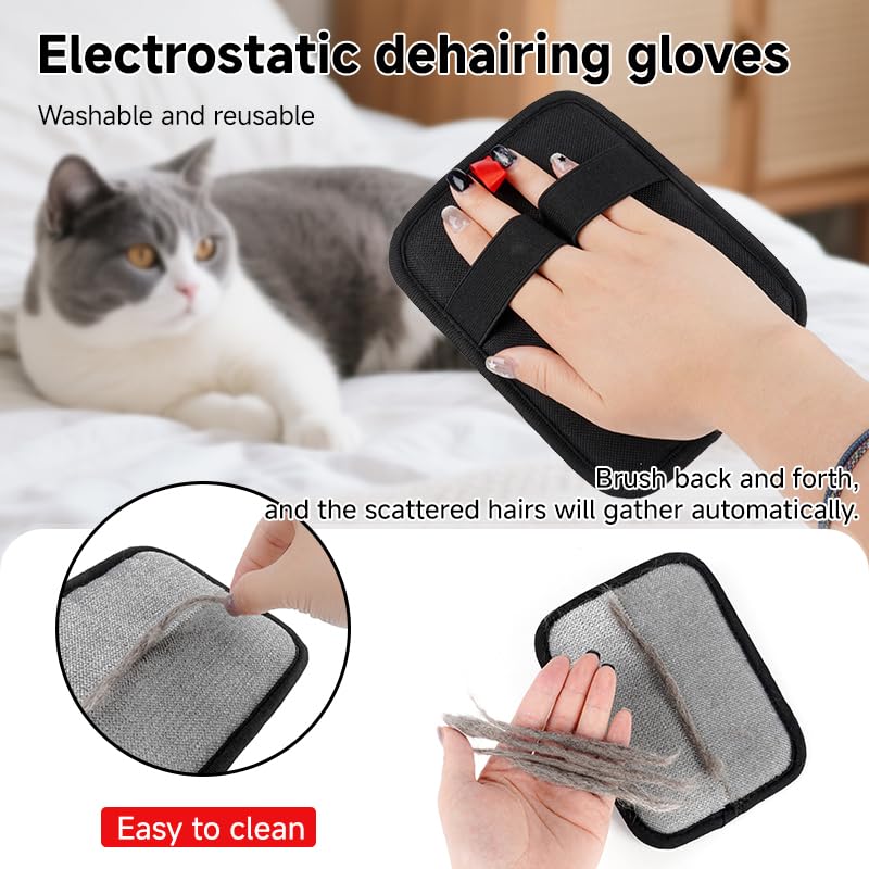 2-Pack Pet Hair Remover, Electrostatic Pet Hair Removal Gloves, Reusable Cat & Dog Hair Remover for Couch, Furniture, Carpet, Curtain, Upgraded Animal Fur Removal Tool - PawsPlanet Australia