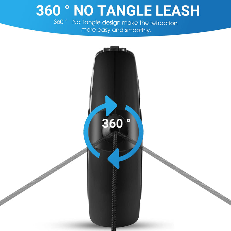Retractable Dog Leash, 26 Ft Heavy Duty Pet Walking Leash for Small Medium Large Dogs up to 110lbs, Anti-Slip Handle, 360 ° No Tangle, Nylon Tape, One-Handed Brake Black - PawsPlanet Australia