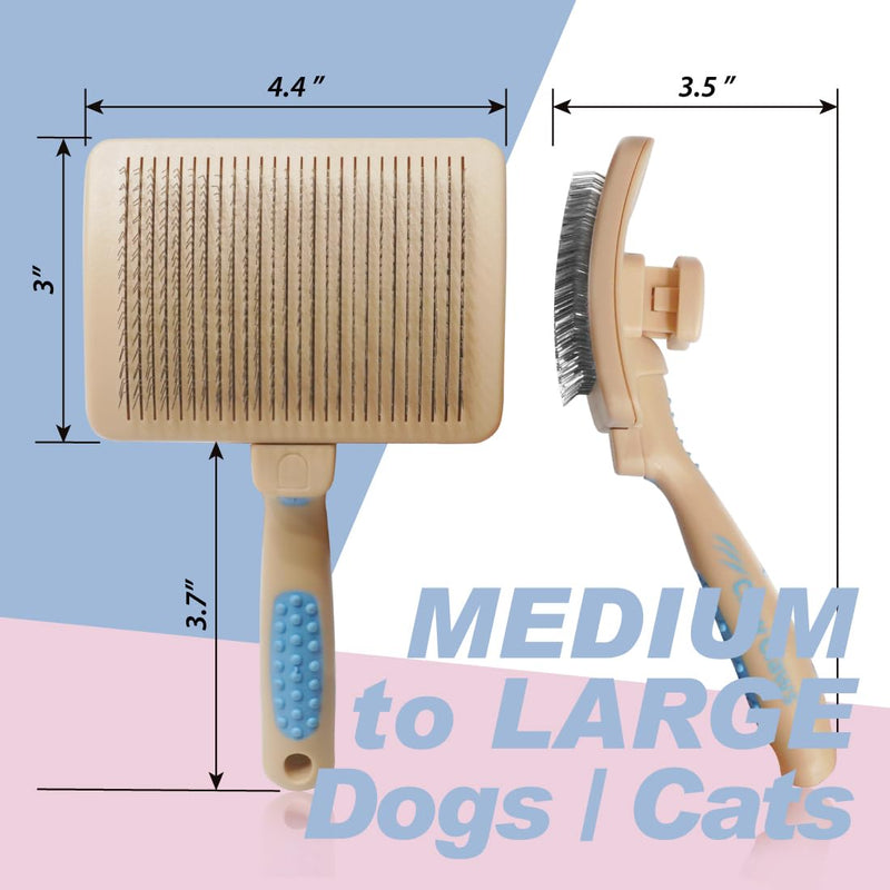 Pet Slicker Brush for Large Dogs, Plastic Handle, Gently Remove Tangled and Mats Hair, Pet Grooming Brush Tool, Sheepskin Wool Carders (8" Quick Cleaning) 8" Quick Cleaning - PawsPlanet Australia