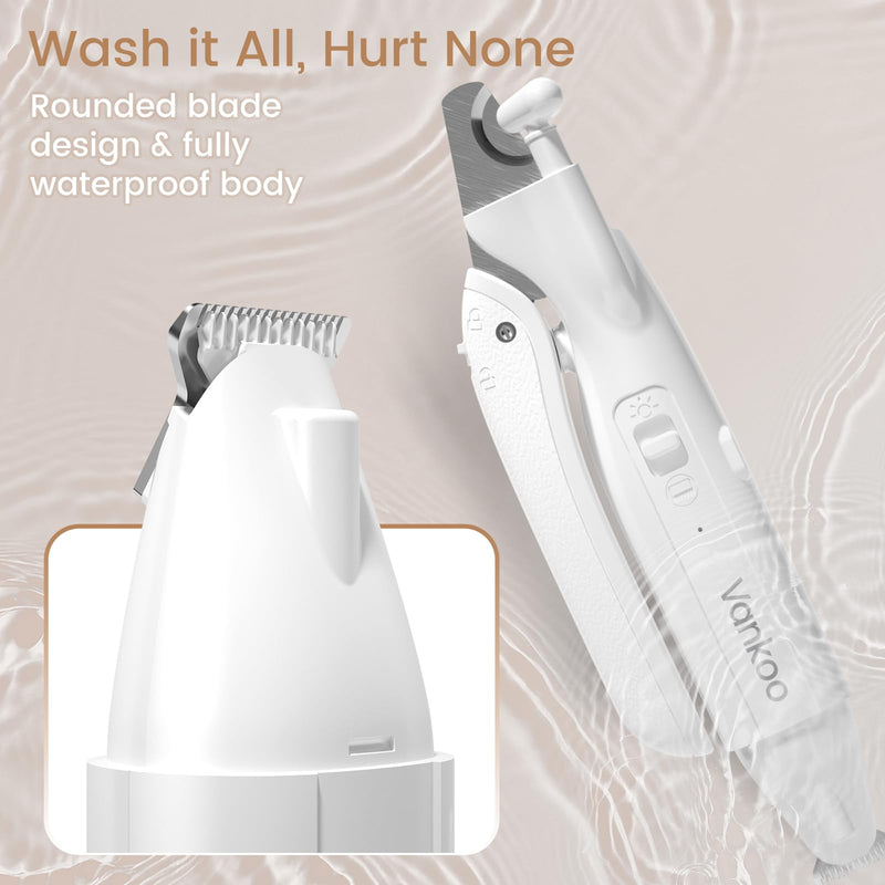 2 in 1 Dog Nail Trimmers & Clippers with LED Lights, Splash Guard - Pet Hair Trimmer for Around Paws, Ear, Eye,Face, Rump Rechargeable & IPX7 Waterproof Grooming Supplies for Cats, Dogs - PawsPlanet Australia