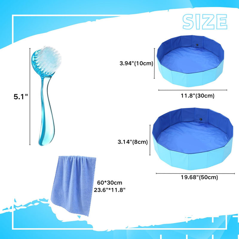 Bearded Dragons Foldable Bathtub with Soft Brush and Towel Set Reptile Accessories Swimming Pool Relax Cleaning Set for Small Pets Guniea Pig Turtle Hedgehog (11.8x3.93In) 11.8x3.93in - PawsPlanet Australia