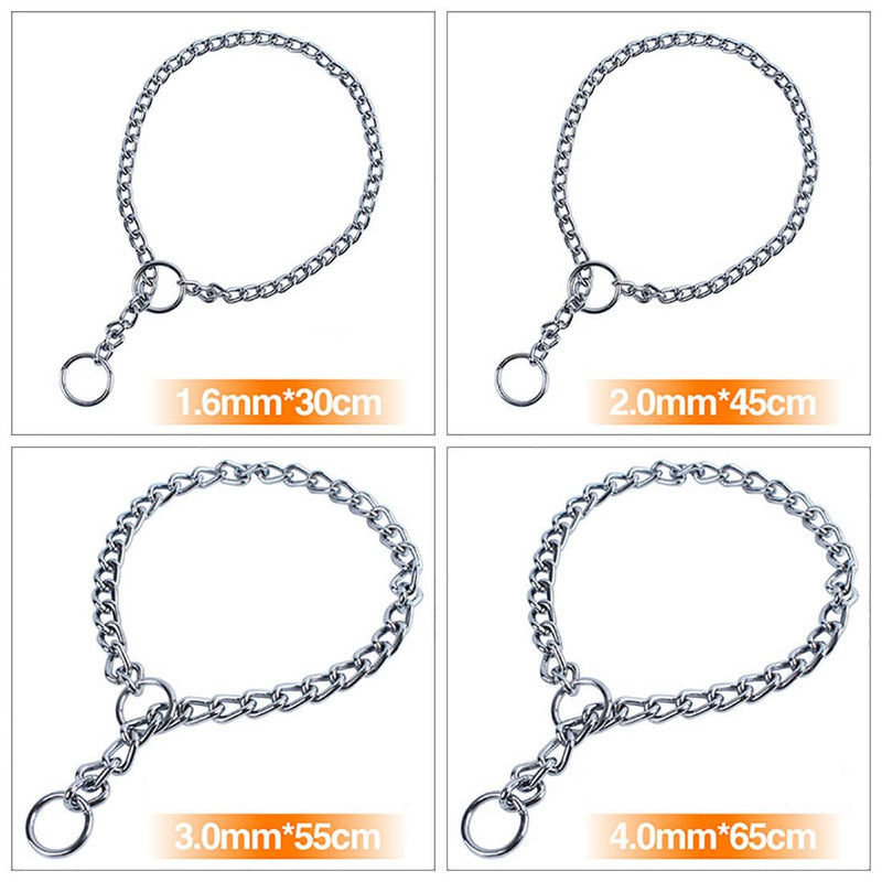 Chain Dog Choker Collar, Metal Slip Link Training Choke Dog Collar Heavy Duty Puppy Collars for Small Medium Large Big XL Breed Dogs, Silver M M(Neck Max 18inch)D3mm - PawsPlanet Australia