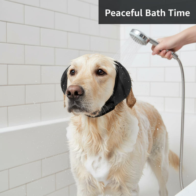 1Pc Dog Ear Protectors, Canine Shower Cap & Pet Essentials, for Bathing & Calming (Gray, Size M)