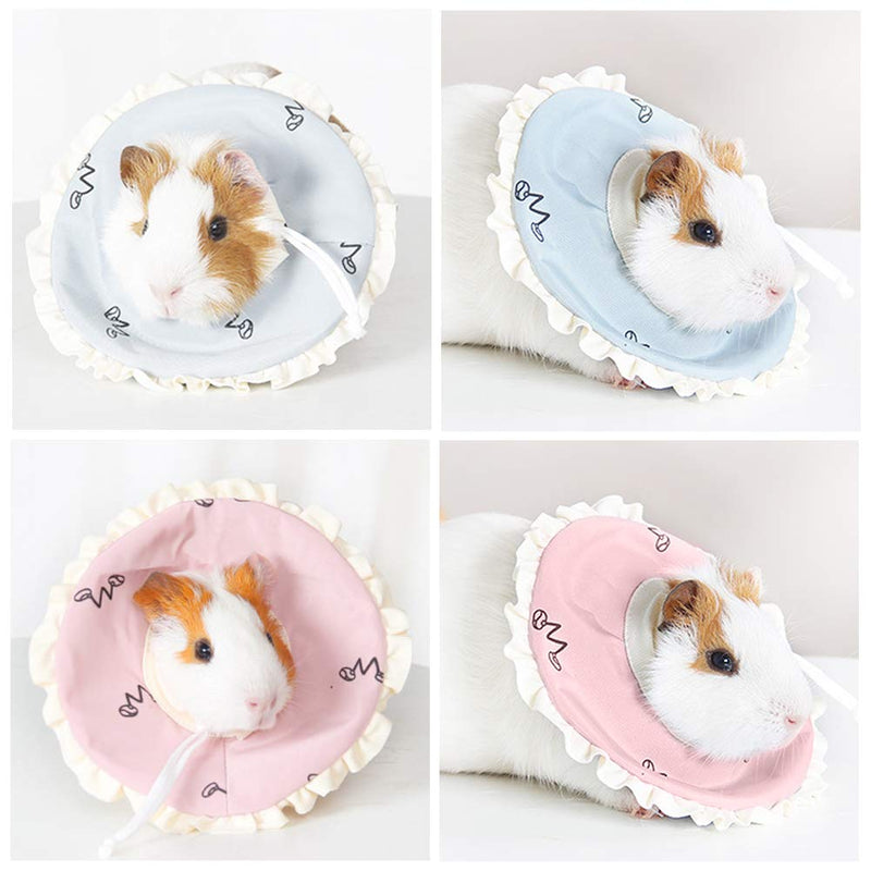 La La Pet® 2Pcs Recovery Pet Collar for Ferret Hamster Recovery Cone E-Collar Rabbit Protection Cone Guinea Pig Neck Recovery Elizabeth Collar Adjustable for Small Animal Squirrel Chinchilla, S Pink + Blue - PawsPlanet Australia