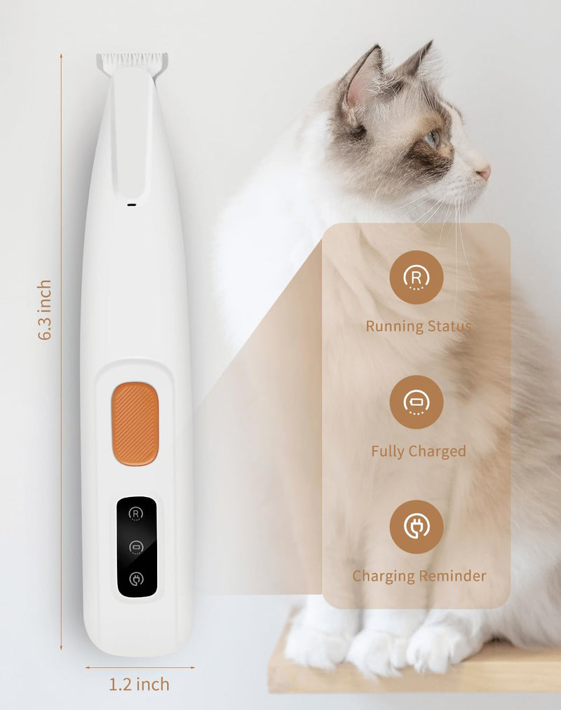 Dog Paw Trimmer with Led Light, 18mm-Blade Electric Dog Clippers for Groomming, Led Display Rechargeable Hair Shaver for Paws, Ears, Face, Rump and Eyes Orange - PawsPlanet Australia