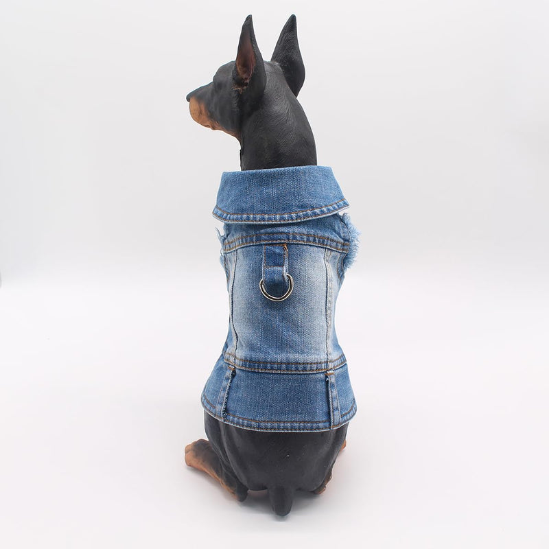 Dog Jean Jacket Denim Coat for Small Medium Girl Boy Dogs Vintage Lapel Vests Good Ductility clothes Chihuahua Yorkie Teacup Outfits（Blue,XX-Large） XX-Large Blue - PawsPlanet Australia