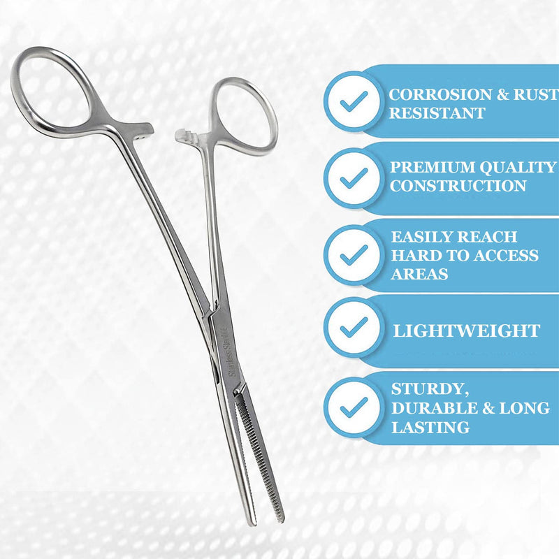 Dog Pet Ear/Nose Hair Puller Grooming Hemostat Locking Forceps Pliers, 5.5" (14cm), Straight Silver