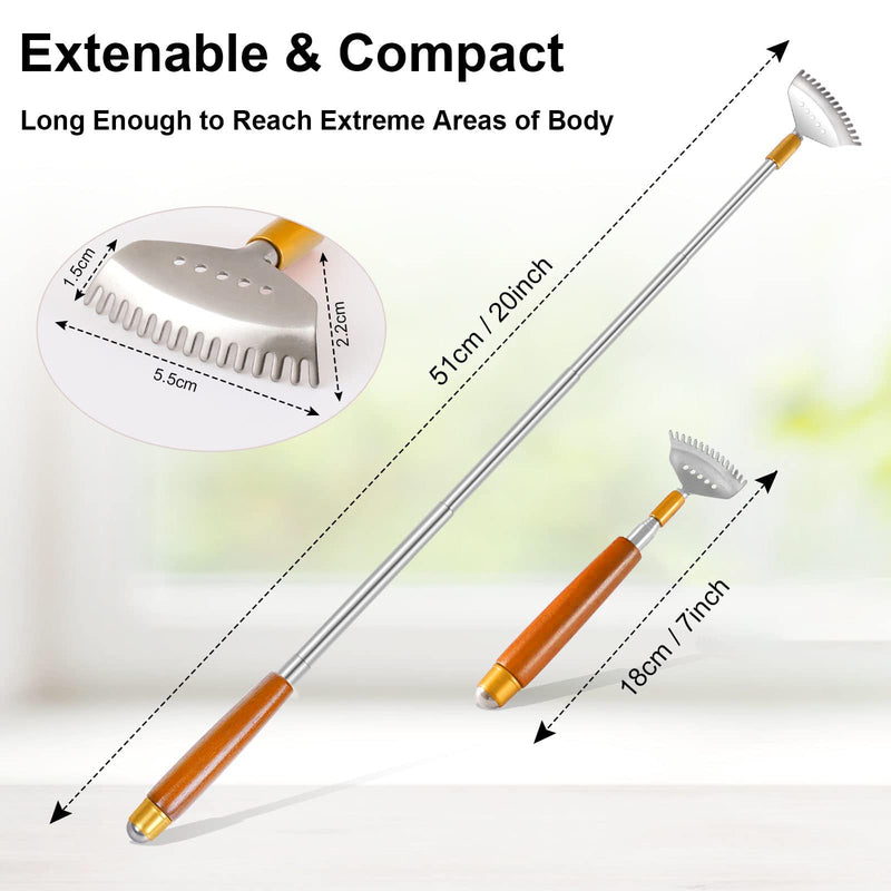 2 Pcs Back Scratchers, Telescoping Back Scratcher for Women Men Extendable with Wooden Handle-Massage Roller-Steel Claw, Portable Back Massager for Head Scalp Face Scratch Deep Red 2 Count (Pack of 1) - PawsPlanet Australia