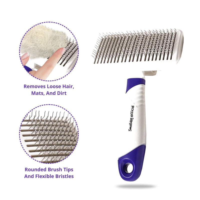 Self-Cleaning Gentle Slicker Brush, Sensitive Skin Gentle Dog Brush, for Big Dog and Large Breed, to Remove Loose Hair, Mats, Dirt - Pain Free Grooming - PawsPlanet Australia