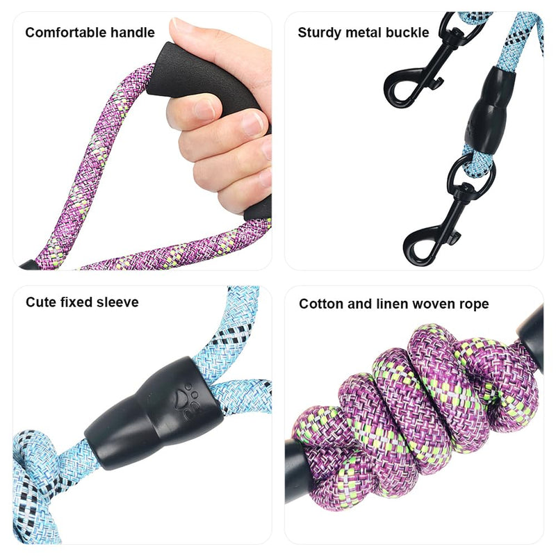 Dual Dog Leash, Reflective Heavy Duty Two Dog Leash for Small Medium Large Dogs, 2 Dog Leashes, 360° Swivel Tangle Free with Comfortable Handle, Support Add to Multiple Rope, Black Double Leashes - PawsPlanet Australia