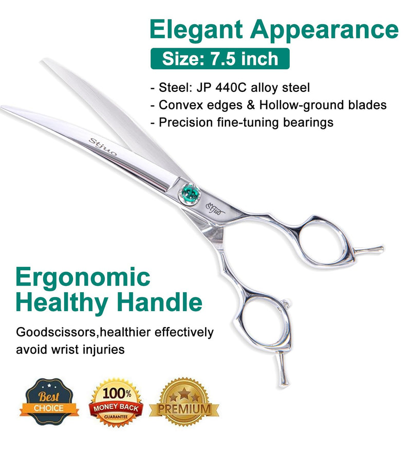 Dog Grooming Curved Scissors 7 inch Professional Pet Shears Made Of Japanese Advanced Stainless Steel Professional Grooming Scissors for Dogs Cats and Other Pets - PawsPlanet Australia