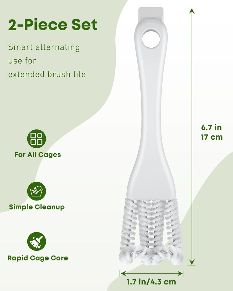 Pawfly 2 Pcs Bird Cage Cleaner Brush, 2-in-1 Bird Cage Cleaning Brush, Bird Poop Remover for Perches, Kennels & Small Animal Cages, Bird Cage Accessories, Bird Droppings Removal Brush 2pcs Cleaner Brush - PawsPlanet Australia