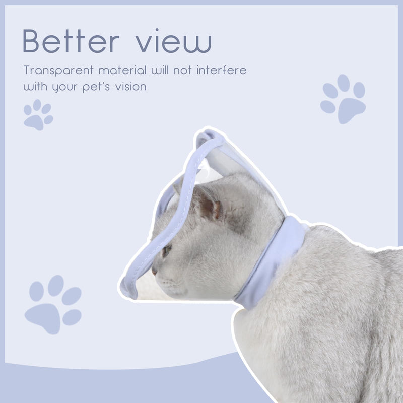 Andiker Cat Cone Collar, Folding Adjustable Cat Recovery Collar with Drawstrings Lightweight Transparent Elizabeth Collar for Dogs and Cats Kittens to Stop Licking and Scratching (Purple, S) Purple