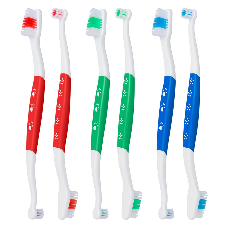 Newday Pet Toothbrush for Dogs, Cats, Double Headed Pet Toothbrush with Soft Bristles, Easy Teeth Cleaning, Non Slip Dog Toothbrushes in Bulk (Pack of 6) 6 Pcs Pet Toothbrushes