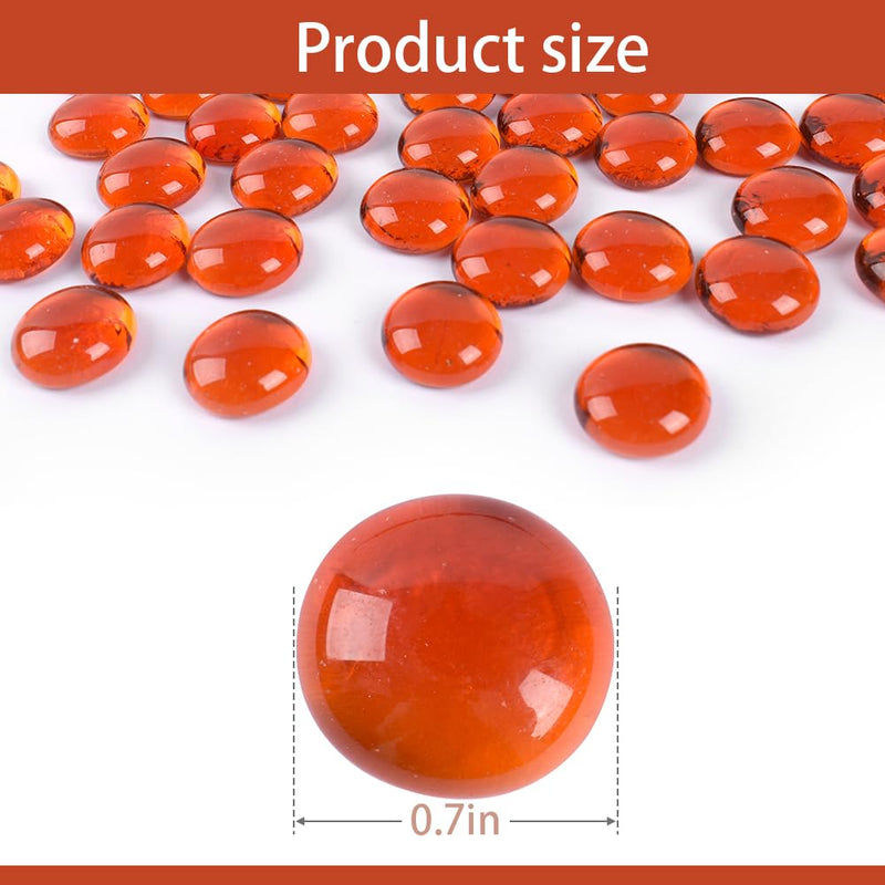 HUIANER Flat Glass Marbles 1lb, 100PCS Orange Flat Gems Glass Beads for Vase Filler Garden Aquarium Fish Tank Pebbles Table Floral Decoration - PawsPlanet Australia