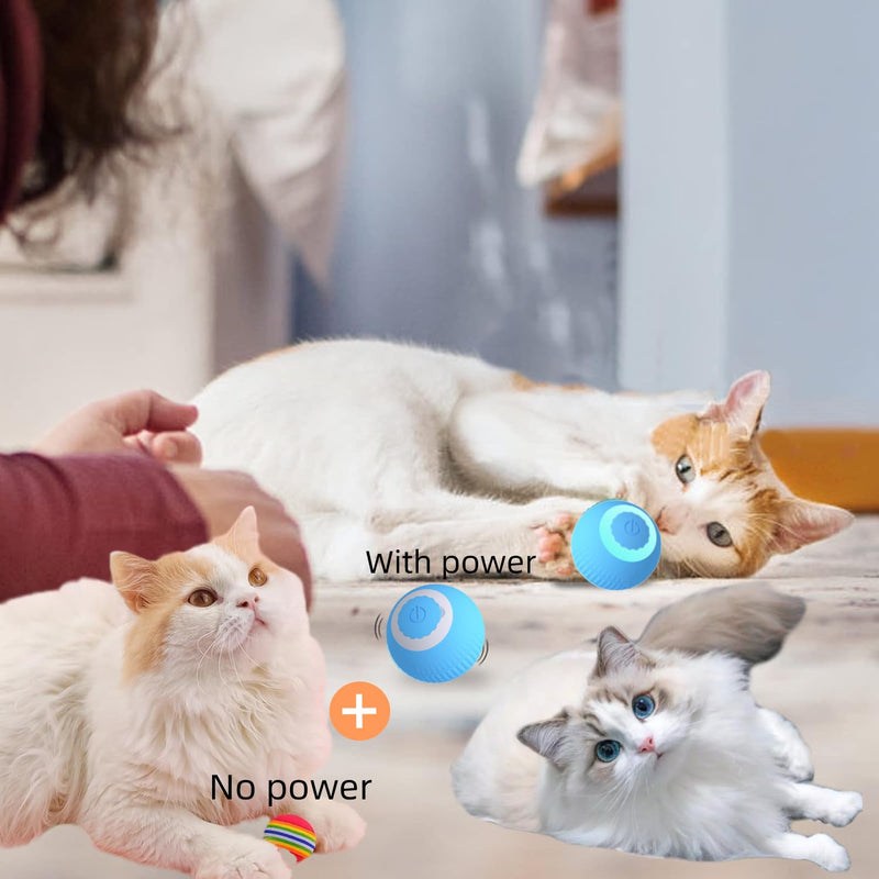 cat Toy Two-Piece Set-Wloom Power Ball 2.0 -Red Rainbow Cat Toy Balls Soft Interactive Indoor Kittens Favorite Toys .Small Dogs Toy Balls Activity Chase Quiet Play Sponge Ball（Blue） - PawsPlanet Australia