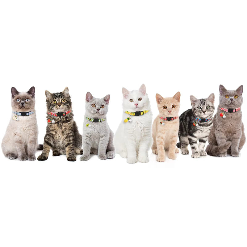 7 Pack Breakaway Cat Collars with Bells & Fruit Pendants,Safety Kitten Collar,Adjustable,Ideal for Girl Cats Boy Male Cats Pet Supplies,Accessories,Gifts - PawsPlanet Australia