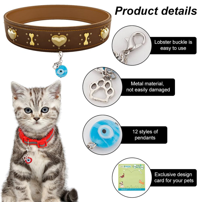 12pcs Evil Eye Pet Collar Pendants for Cat Dog Heart Bead Jewelry Charms Lucky Dog Paw Pet Collar Pendants Clip-on Charms for Bag Decor Keychain Pet Necklace Training Home Decoration - PawsPlanet Australia