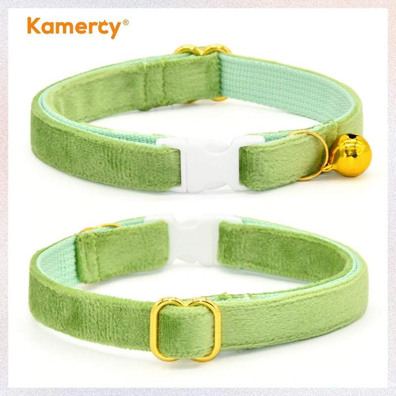 Cat Collars Bow, Sage Green Velvet Cat Collar, Safety Breakaway Cat Collar XX-Small - PawsPlanet Australia