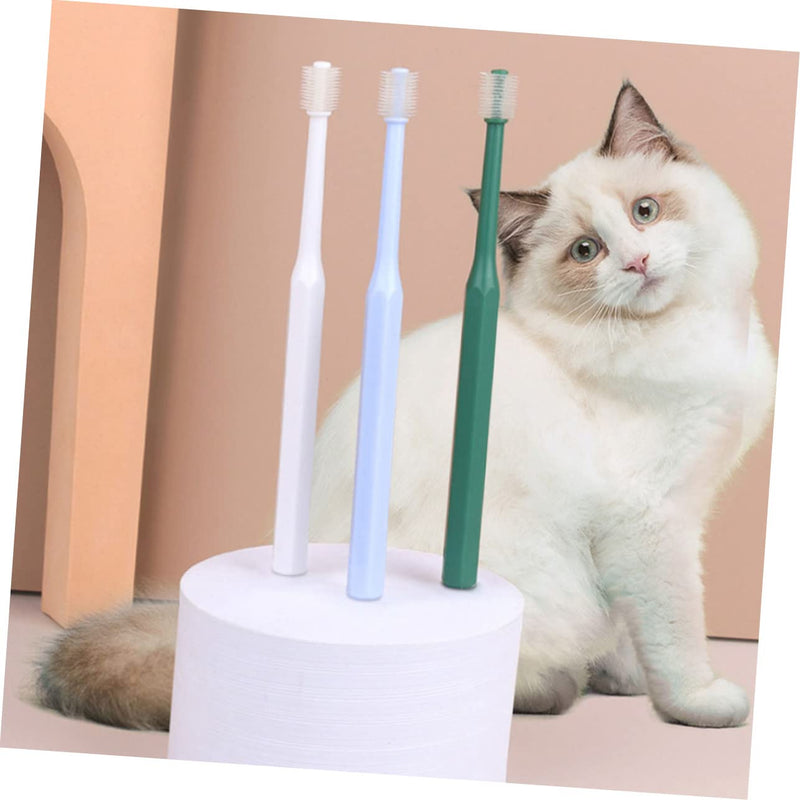 WOONEKY Pack of 4 Pet Toothbrushes Round Brush Made of TPE Handy for Dogs and Cats Gentle Teeth Cleaning Suitable for Small Pets Effective Oral Care and Dental Care