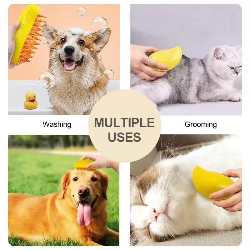 Steamy Cat Brush - 3-in-1 Self-Cleaning Grooming Tool for Cats and Dogs, Cat Steamer Brush for Massage - Removes Tangled And Loose Hair