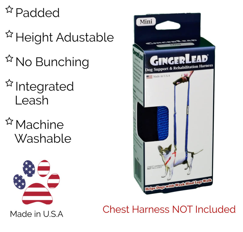 GINGERLEAD Dog Support Sling Harness, X-Small Fits Little Pets Under 25 lbs or Dachshunds with IVDD, Spinal Disc Disease, or Back Injuries. Assist Old or Recovering Pets. Chest Harness NOT Included. - PawsPlanet Australia