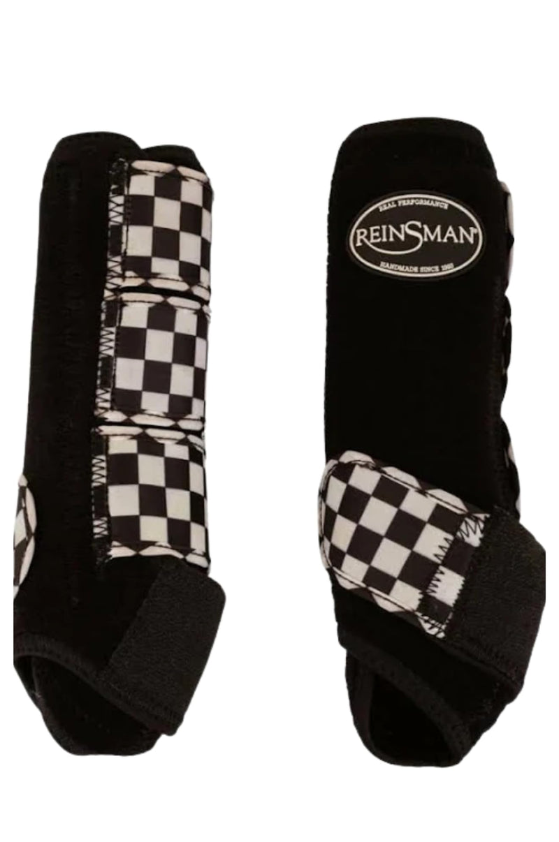 Tack Shack of Ocala Reinsman Sport Boot Pair Size Medium in Red, Navy, Brown, Grey or Black Checkered (Black Checkered)