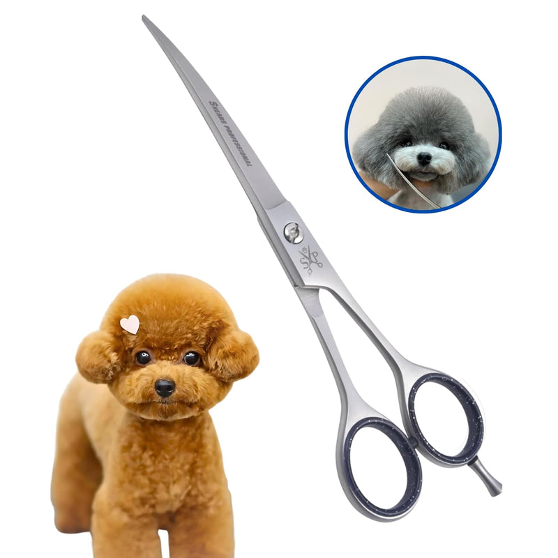 Curved Grooming Scissor for Dog Ergonomic Pet and Cats Trimming shear Long Sharp & Comfortable Grooming Scissor CVD 8 - PawsPlanet Australia