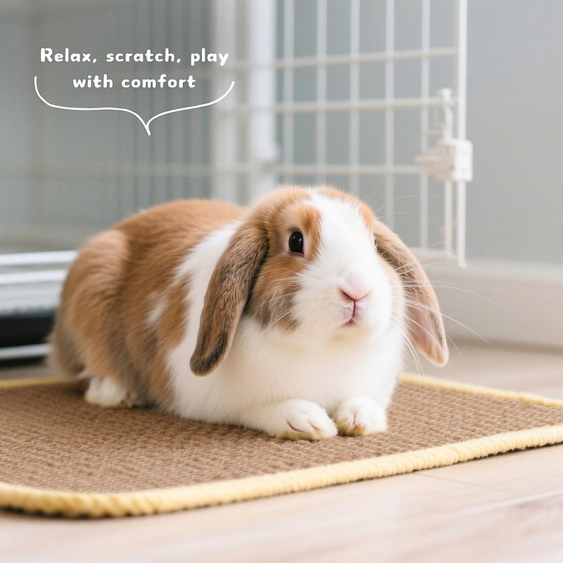 3 Pack Rabbit Scratching Pads - Soft Jute Chew Mats for Bunnies & Small Pets - Claw & Teeth Care, Natural Fiber Bedding, Cage Liner (16"x12") - PawsPlanet Australia
