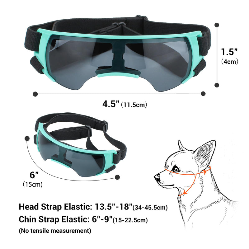 Dog Goggles Sunglasses Small to Medium Breed, Anti-Fog UV400 Lens Puppy Sunglasses, Adjustable Lightweight Doggie Goggles for UV, Wind, Snow, Dust Protection, Blue