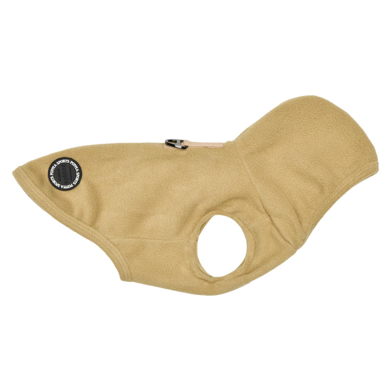 Puppia Zuko Warm Winter Hooded Polar Fleece Shirts with Integrated Harness for Small and Medium Dogs, Beige, Medium - PawsPlanet Australia