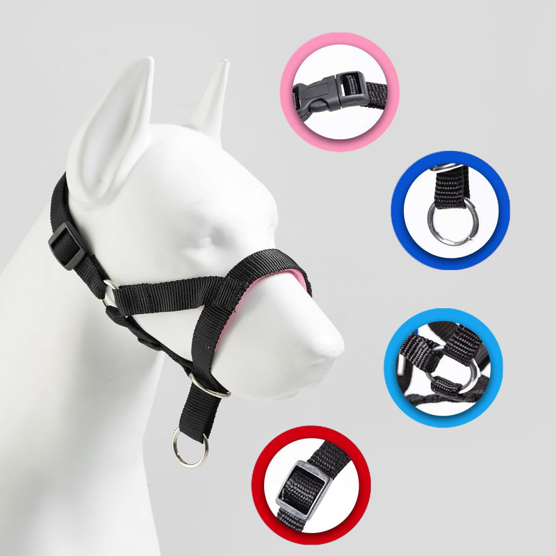 Dog Head Collar with Padded Fabric, Head Harness for Dogs, Anti pulling Head Halter Collar, Adjustable and Easily Control (M, Lake Blue) Medium