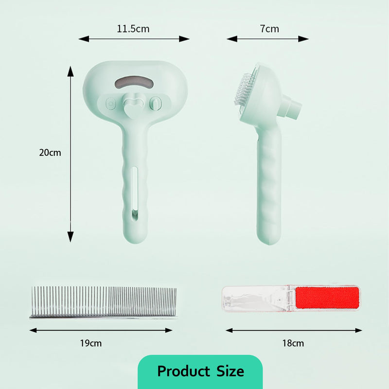 Trumoon Pet steam brush for dogs and cats, Pet Grooming Tool Kit with a stainless steel comb and a portable pet hair remover (Green) Green - PawsPlanet Australia