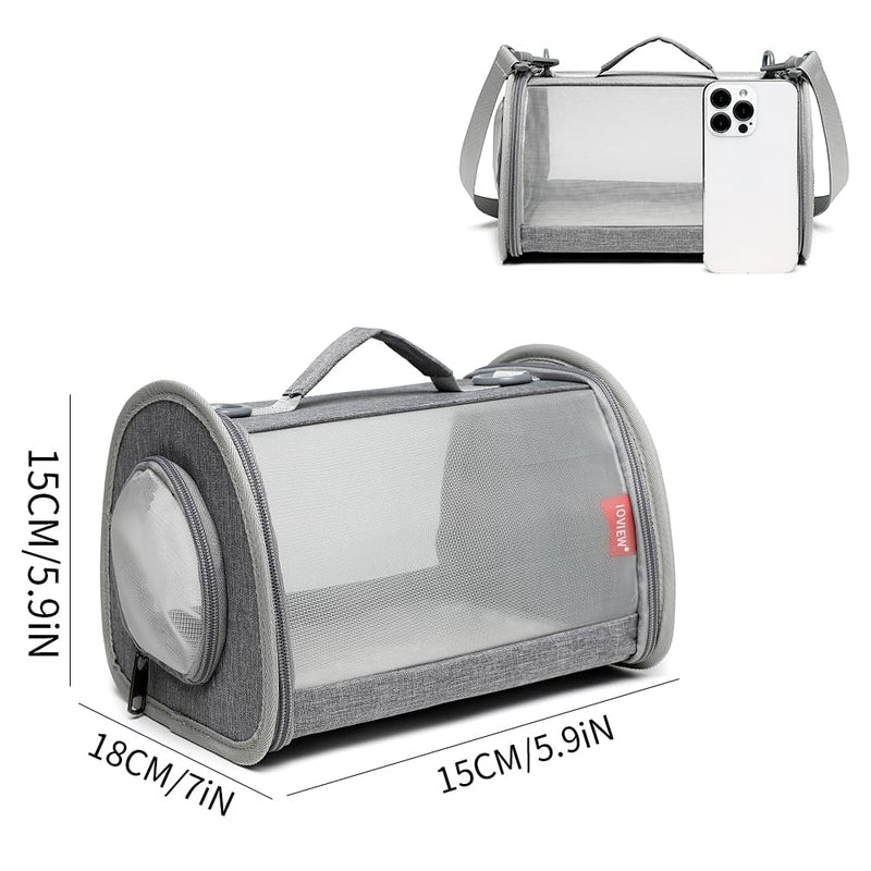 Guinea Pig Carrier Travel Small Animal Carrier Bag Lizard Bird Rabbit Carrier Cage Squirrel Breathable Bag Portable Travel Hamster Small Pet Hangbag (Small, gray) - PawsPlanet Australia