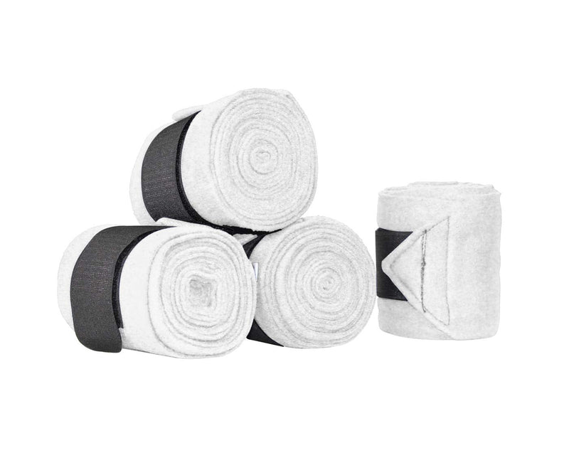 Derby Originals Set of 4 Super Soft Fleece Horse Polo Wraps with Velcro White