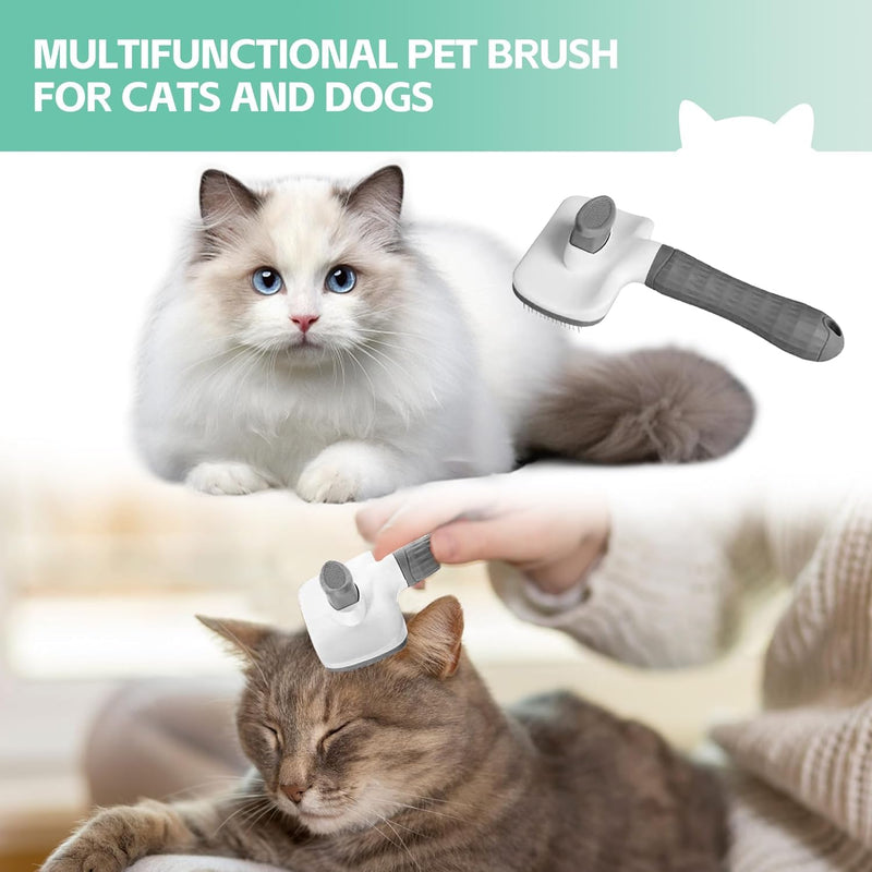 Cat Brush, Cat Comb for Removing Loose Fur and Dirt, Cat Brush from the Brush with One Button, Self-Cleaning Fur Brush Cat, Dog Brush, Comfortable Massaging - PawsPlanet Australia