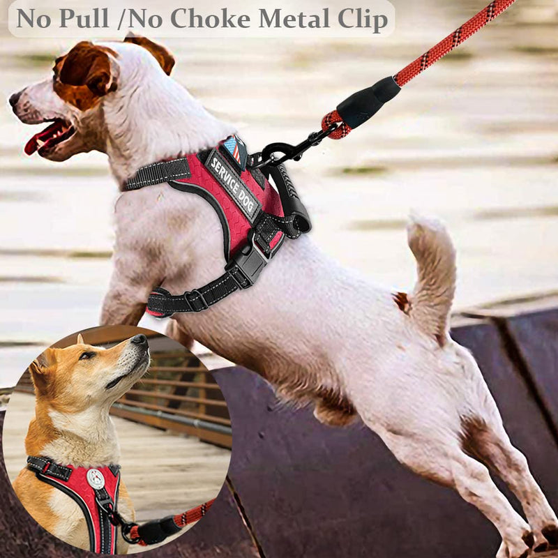 Cymiler Service Dog Vest,No-Pull Dog Harness and Leash Set,Adjustable Oxford Reflective Service Dog Vest Harness with Handle for Outdoor Walking Training,Easy Control for Small Medium Large Dogs Small (Pack of 1) Red - PawsPlanet Australia