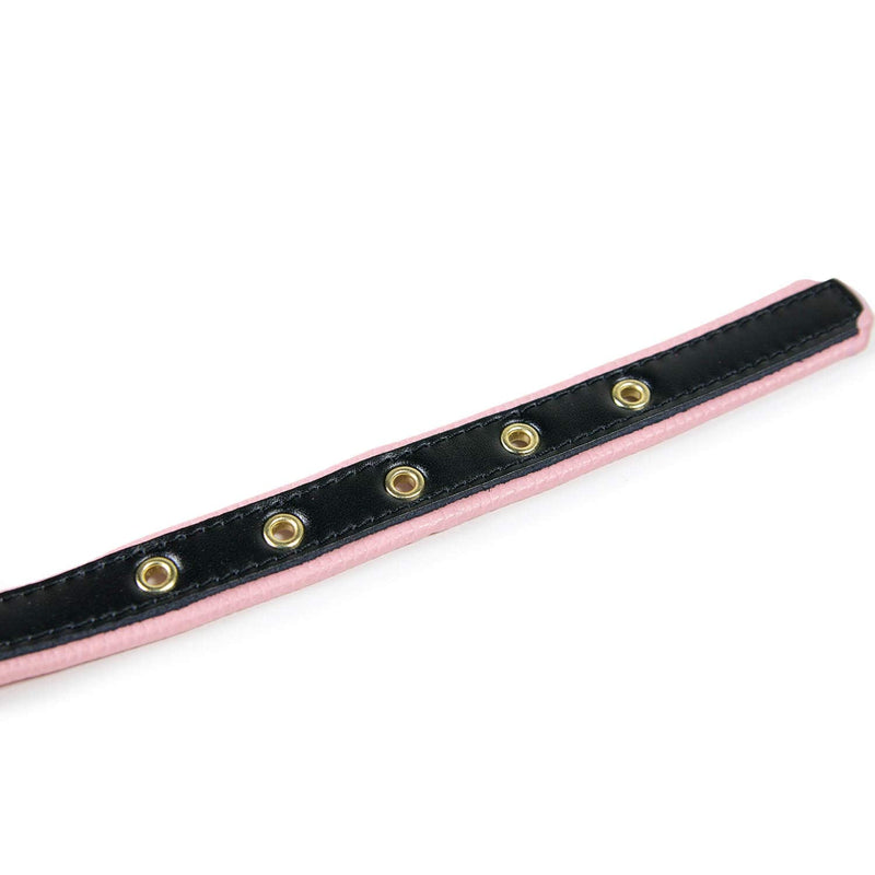 Girl Dog Collar/Cat Collar Adjustable XS - Small Pink Soft & Comfy Padded Leather Puppy Cute Pet Collars - Black XS (Neck Size 8" - 10.5") Black on Pink - PawsPlanet Australia