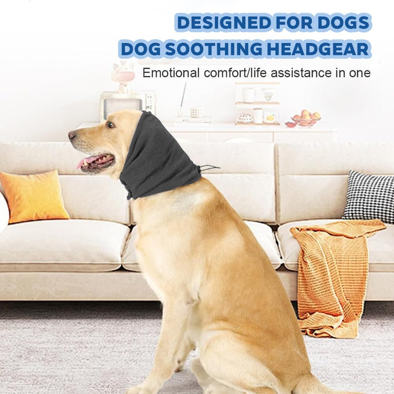 GXGM Pack of 1 Dog Ear Protection, Grey Soothing Ear Protection for Dogs, Pet Bandana, Easy to Clean Head Protection for Dogs with Adjustable Self-Adhesive Tape, Pet Accessories (M)