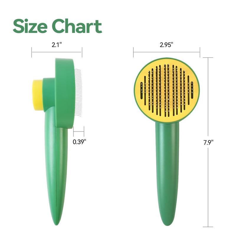 Dog & Cat Brush,Pet Grooming Kit 2PCS- Cat Brush for Shedding| Pet Metal Comb. Self-Cleaning Slicker Brush for Short and Long Hair. Removes Undercoat, Loose Hair, Tangled, Dirt and Massages. 2PCS-Green