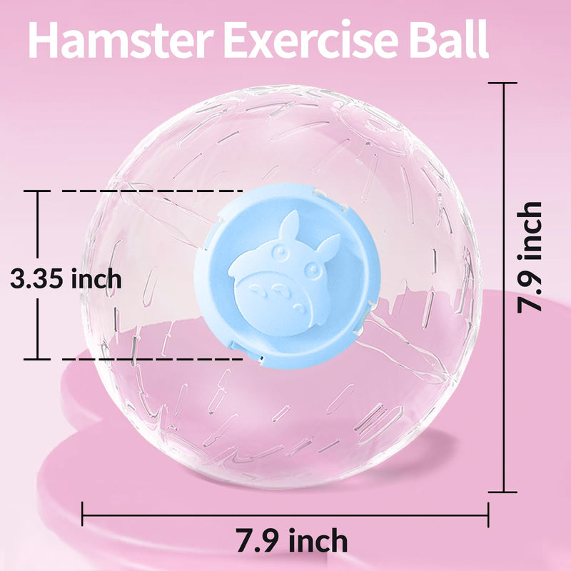 7.9 inch Hamster Ball, Hamster Exercise Toys, Running Ball, Clear Plastic Balls, Large Space, Easy to Clean, Hamster Cage Accessories, for Small and Medium Hamsters, Syrian Dwarf Hamster, Blue 7.9 inch - PawsPlanet Australia