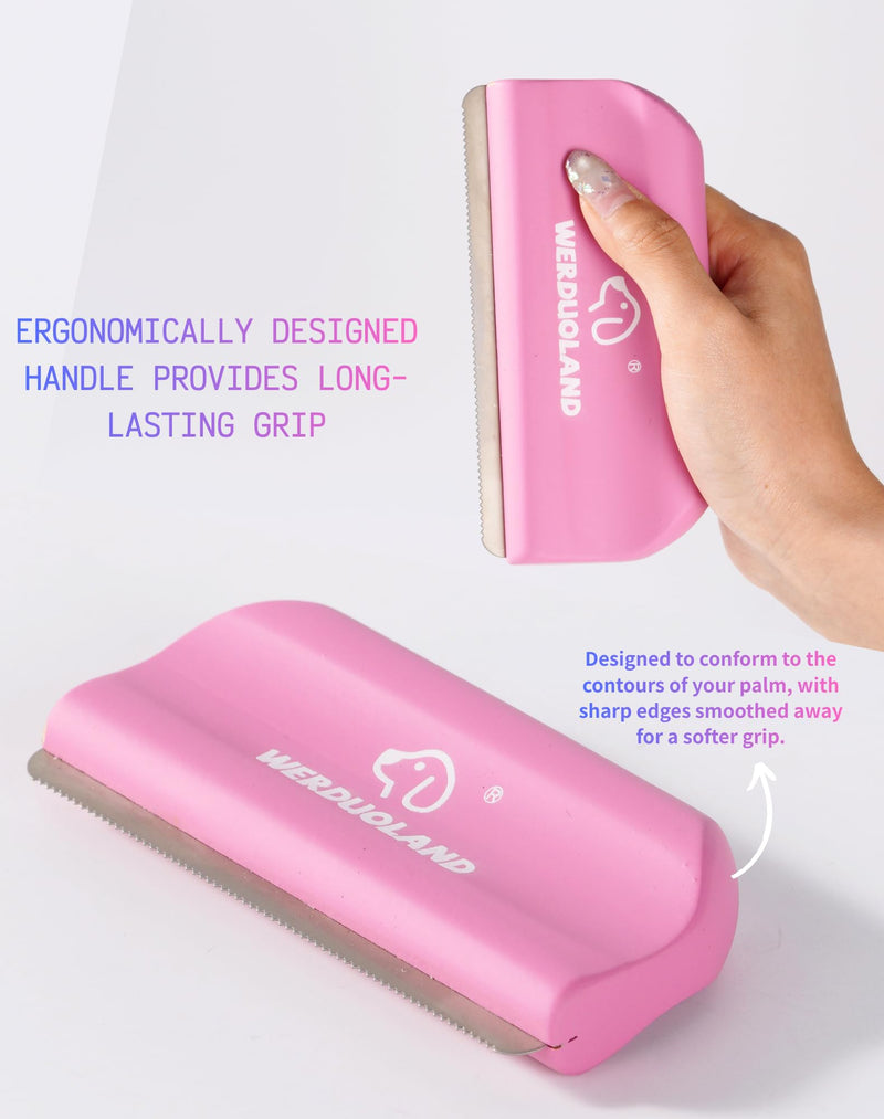 Pet Deshedding Brush for Dogs & Cats, Ergonomic Anti-Slip Wooden Handle Grooming Tool, for Short Long Double-Coated Pet Deshed Brush, Safely & Gently Removes Hair pink - PawsPlanet Australia