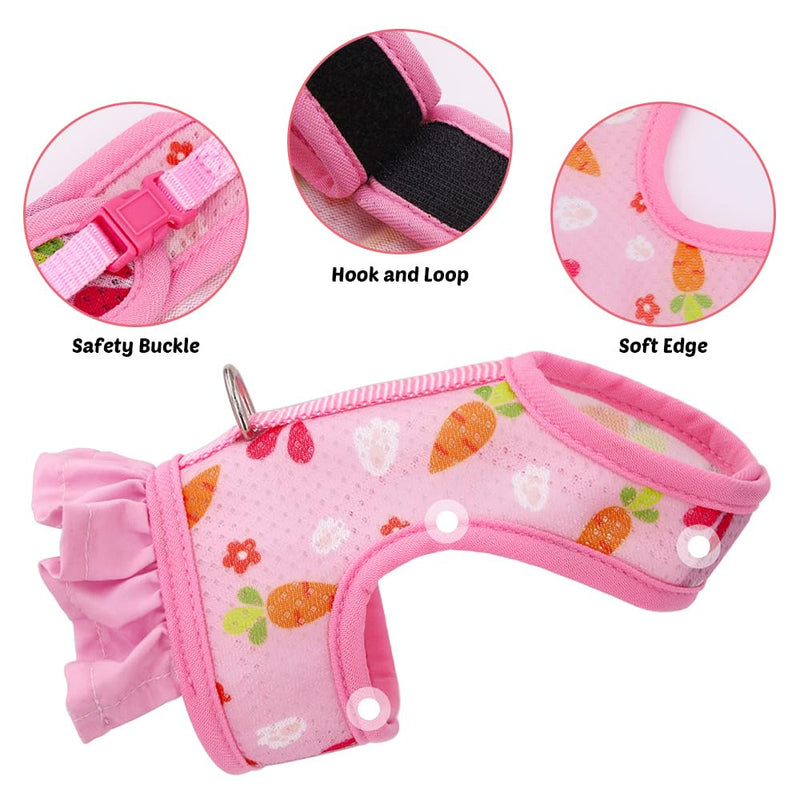 Rabbit Harness and Leash Set,Adjustable Breathable Mesh Ferret Harness Available All Seasons for Guinea Pigs Bunnies Chinchillas Hamsters Pink S - PawsPlanet Australia