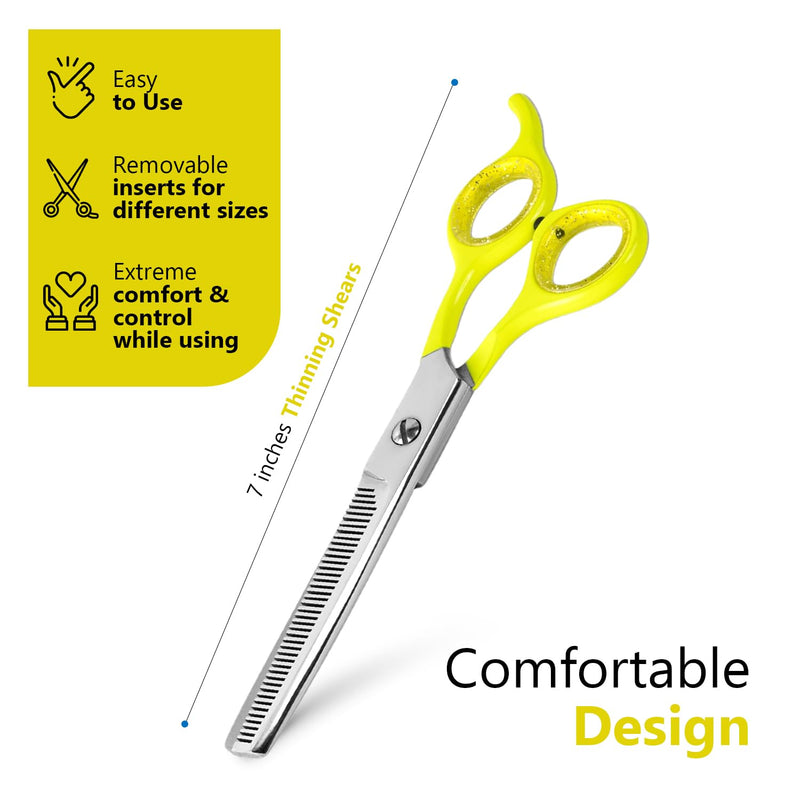 Laazar Dog thinning shears for dogs - Sharp Stainless Steel Blades with Colorful Handles, Safe and Easy-to-Use With Beautiful results, Long Lasting dog grooming thinning shears - PawsPlanet Australia