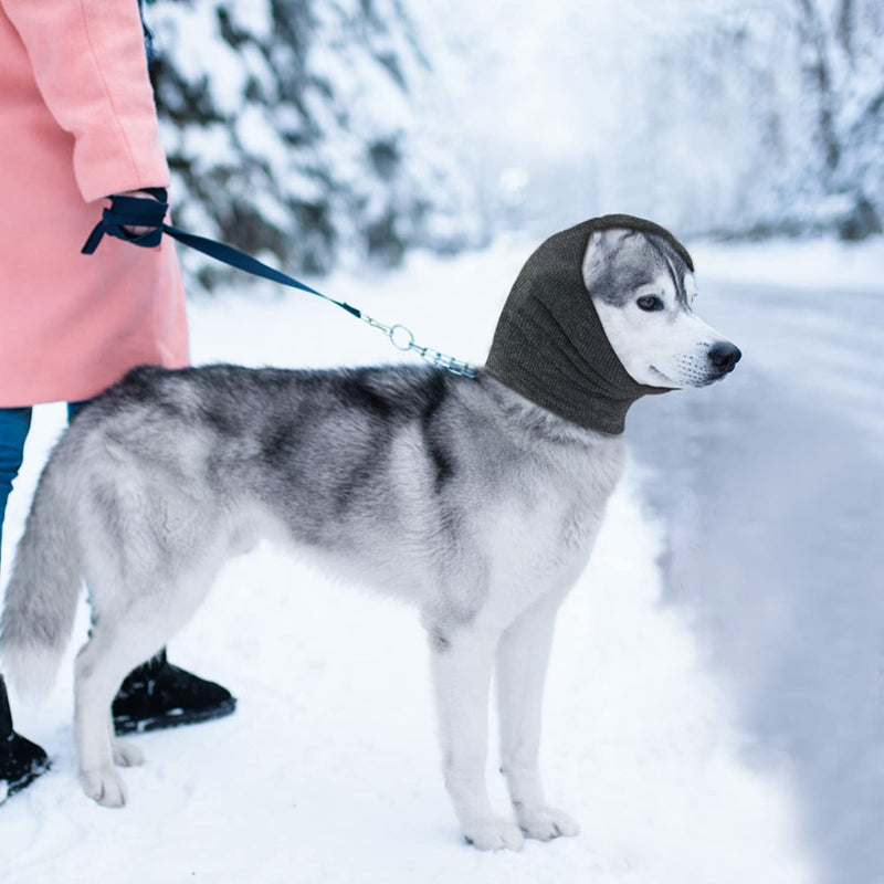 2 Pack Dog Neck and Earmuffs, Calming Pet Noise Dampener, Comfortable and Anxiety Relieving, Winter Dog Headwear (S, Blue, Grey)
