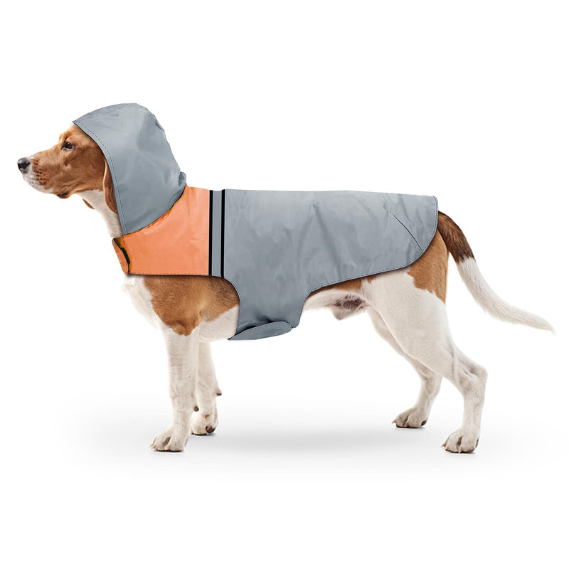 Dog Raincoat with Reflective Strip, Ultra Light Breathable Waterproof Dog Rain Jacket, Adjustable Waterproof Dog Raincoat with Hood, Suitable for Small, Medium, and Large Dogs (Grey, XL) Grey