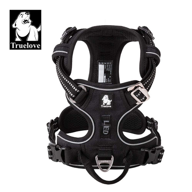 TRUE LOVE Dog Harness No Pull Nylon Reflective Pet Harness Adjustable Comfortable Control Step-in Brilliant Colors Truelove TLH56512 Black M - PawsPlanet Australia