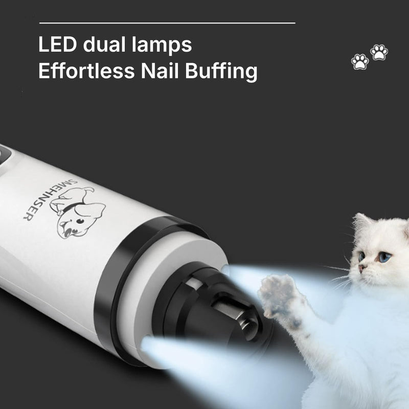 Silent Groom Pro Dog Nail Grinder with 3 Heads & Brush - USB Rechargeable Electric Dog Nail Trimmer/Clipper for Cats and Dogs, Painless Pet Grooming Kit