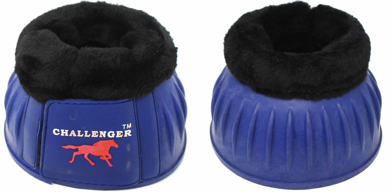 CHALLENGER Horse Training Ribbed Rubber Hoof Impact Overreach Protection Fleece Lined Bell Boots 41HI01 Royal Blue Large