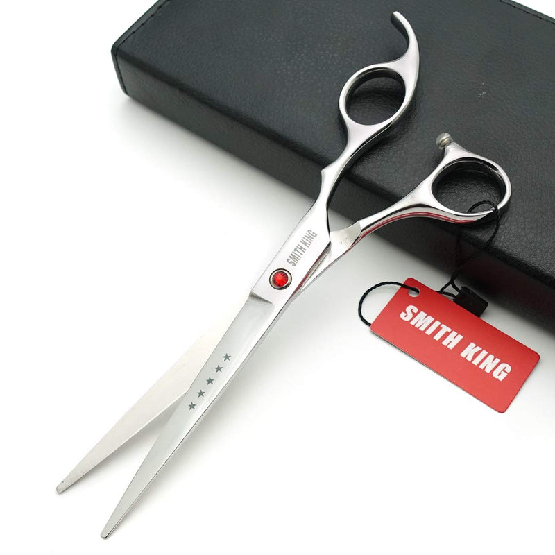 7.0 inches Professional Dog Grooming Scissors Set Straight & thinning & Curved 4pcs in 1 Set (Silver)
